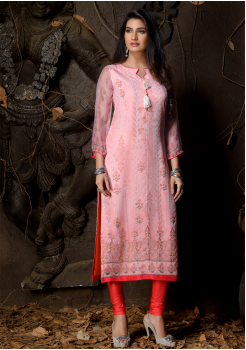 Pink Color Designer Chiffon Kurti